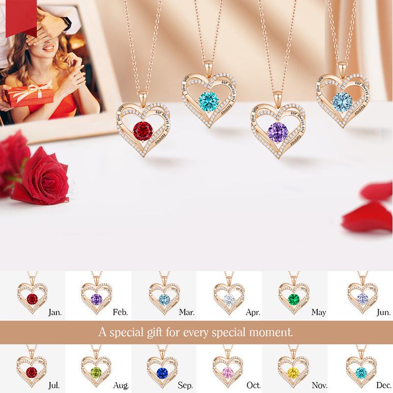 Love Heart Birthstone Pendant Necklace