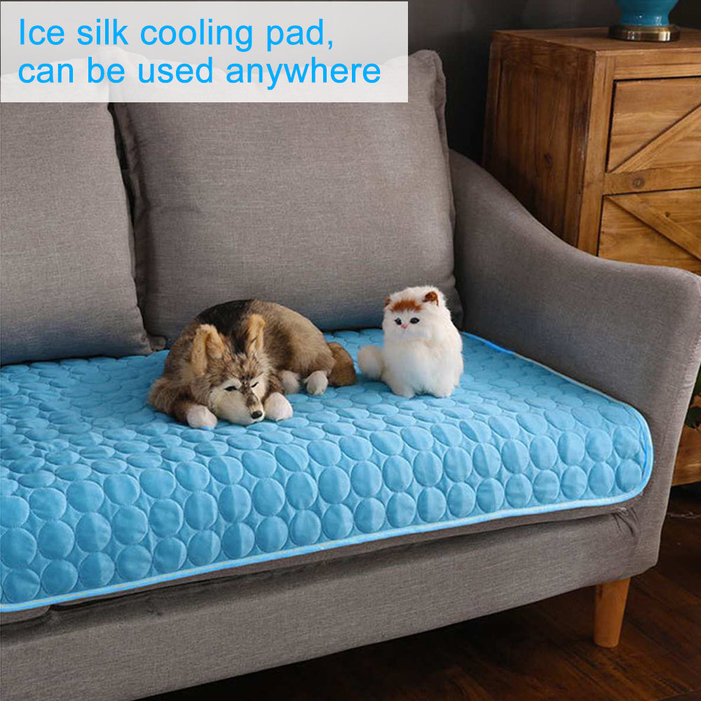 Willstar Dog Cooling Mat Summer Cooling Mat Pet Rugs Bed Washable Breathable Blanket Rug Pad for Dog Cat Cat Seat Cushion Ice Silk Dog Cooling Bed(XL:100 x 70cm)
