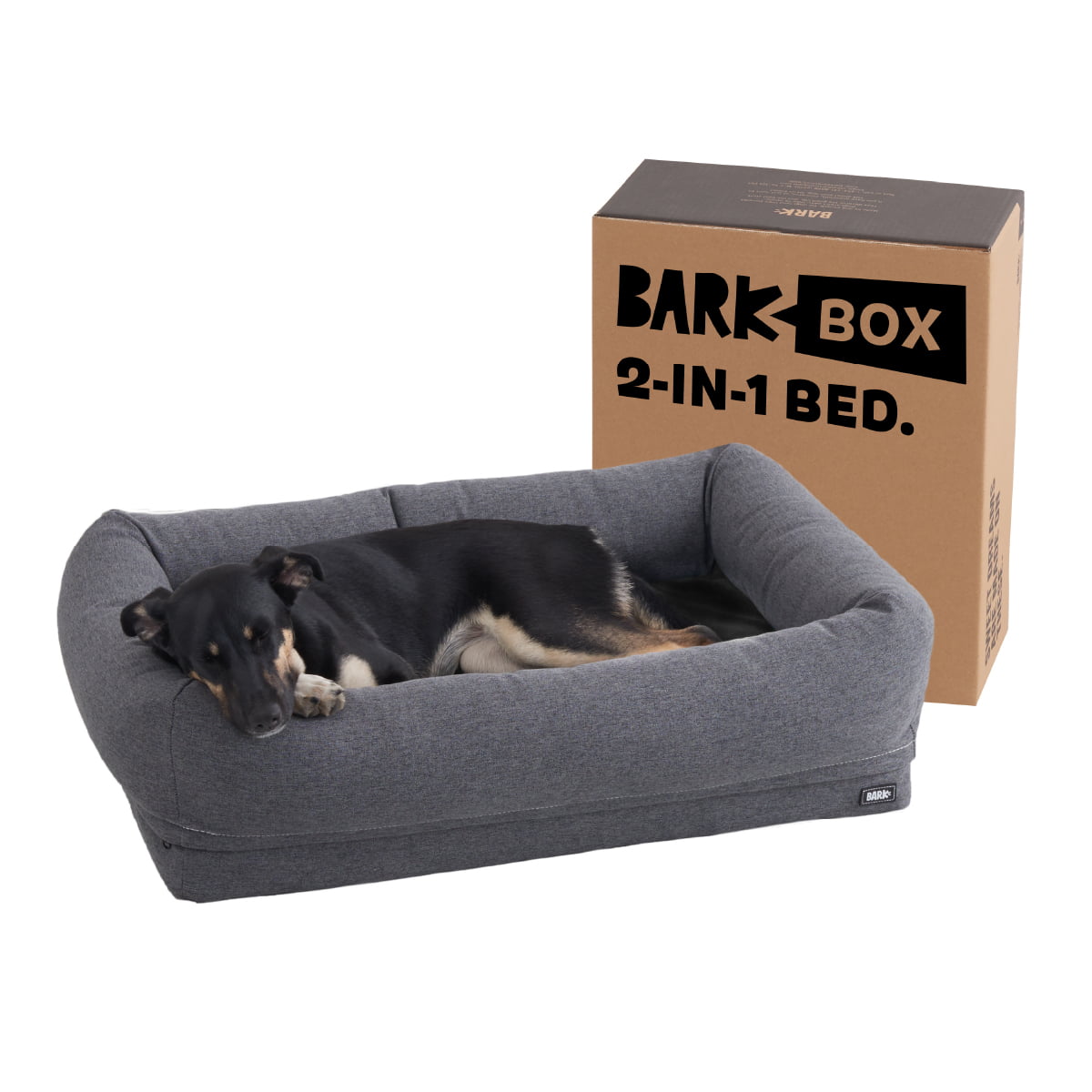 BARK 2-in-1 Memory Foam Cuddler Dog Bed | Plush Orthopedic Joint Relief Crate Lounger or Donut Pillow Bed， Machine Washable + Removable Cover | Waterproof Lining | Includes Toy