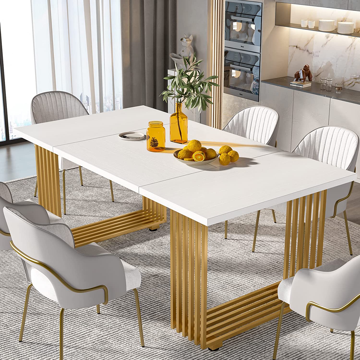 Modern Dining Table, 70.8 Inches Kitchen Table for 6-8 People