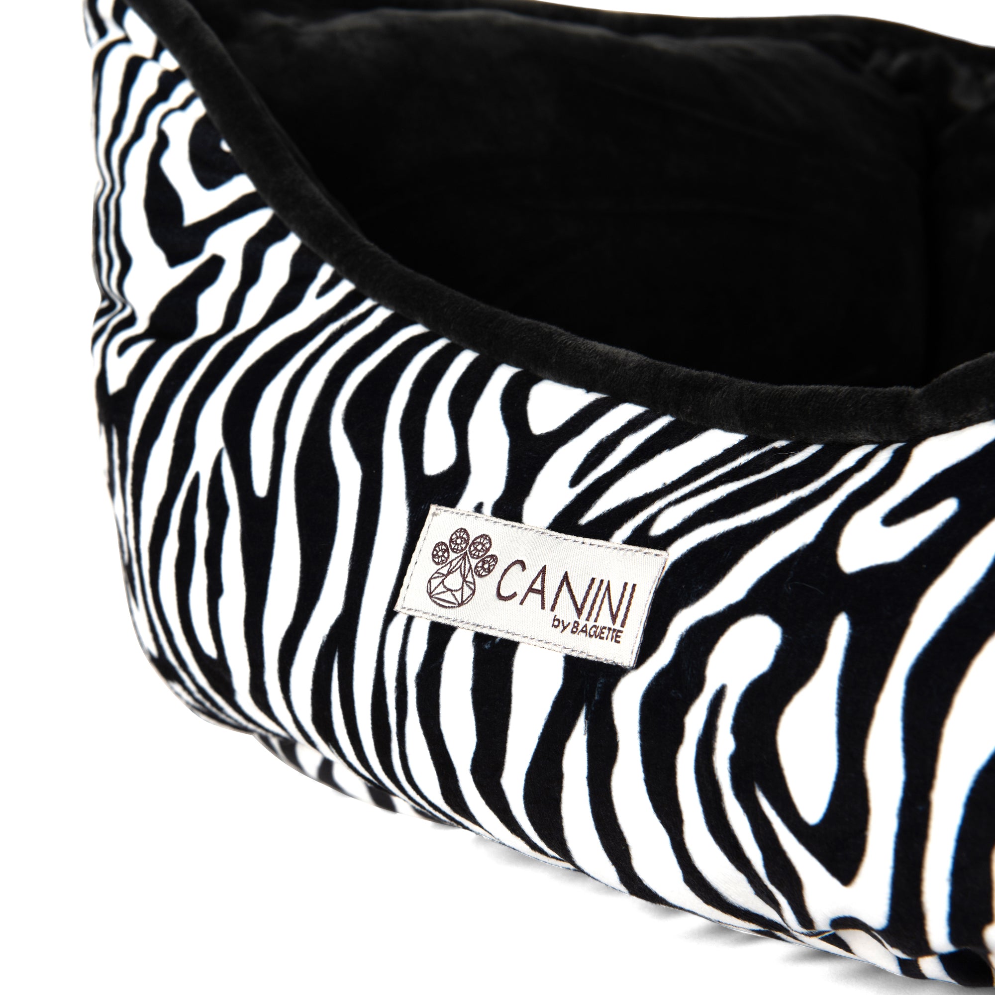 CANINI by Baguette Reversible Micro-Plush Dog Bed for Small-Sized Breeds， Zebra Print