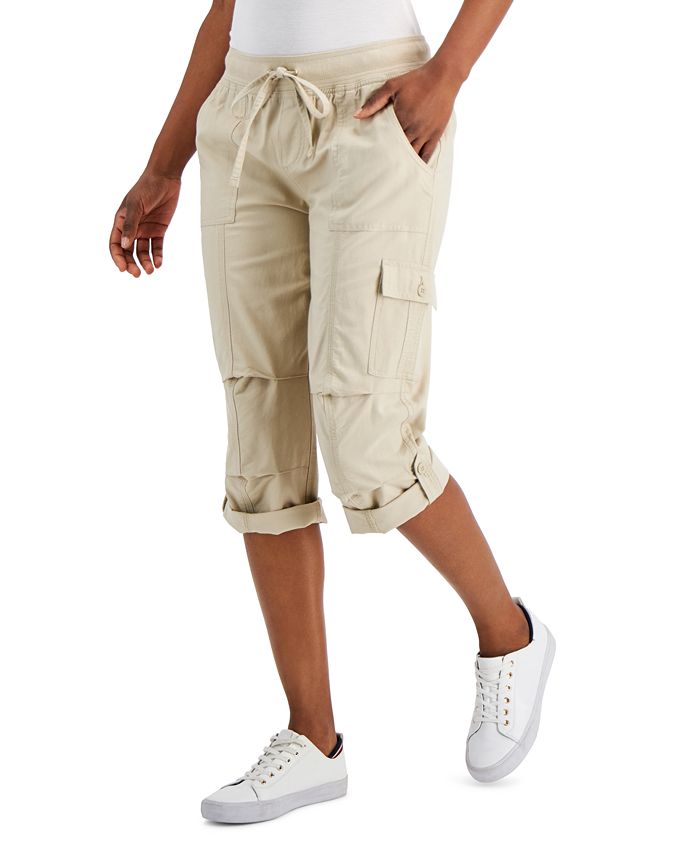 Women's Solid Cropped Cargo Pants