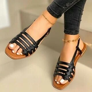 🔥🔥Women's Flat Sandals Summer Hollow Out Sandals Open Toe Casual Beach Ladies Shoes