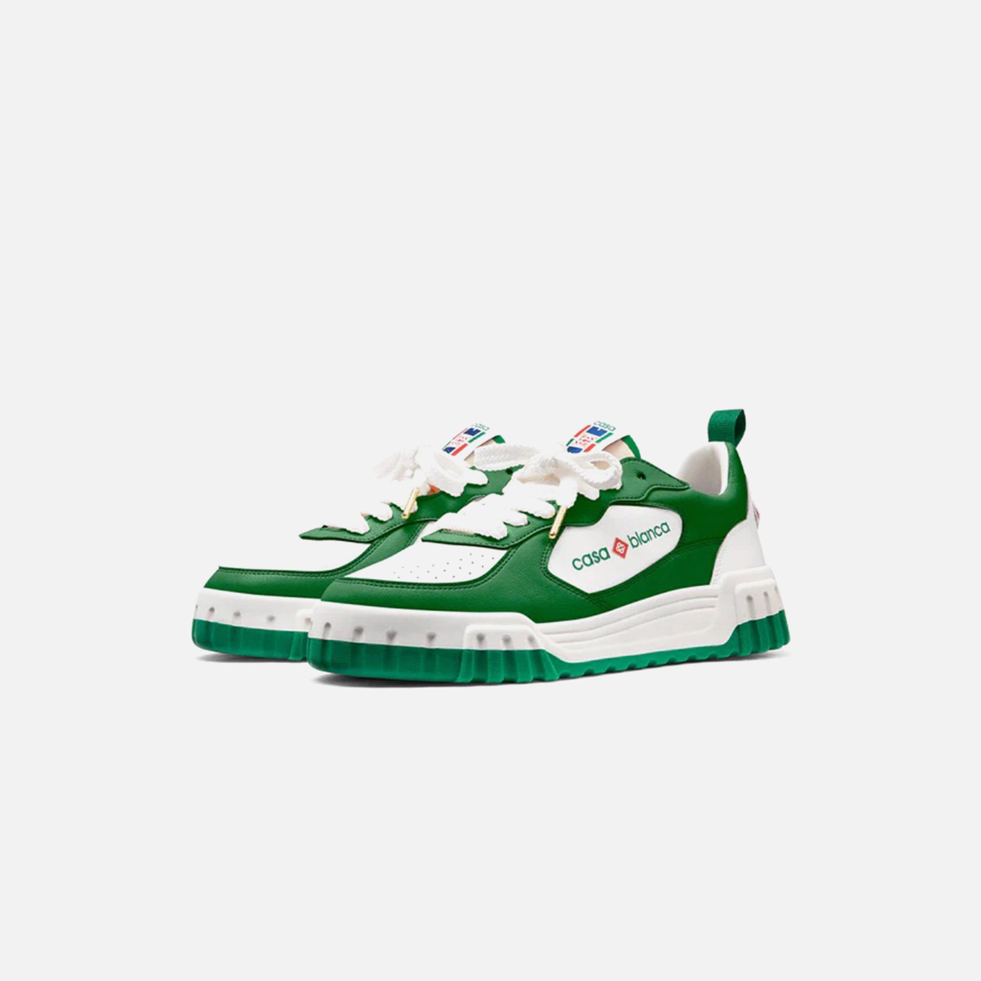 Casablanca Leather Tennis Court Sneaker - Green / White