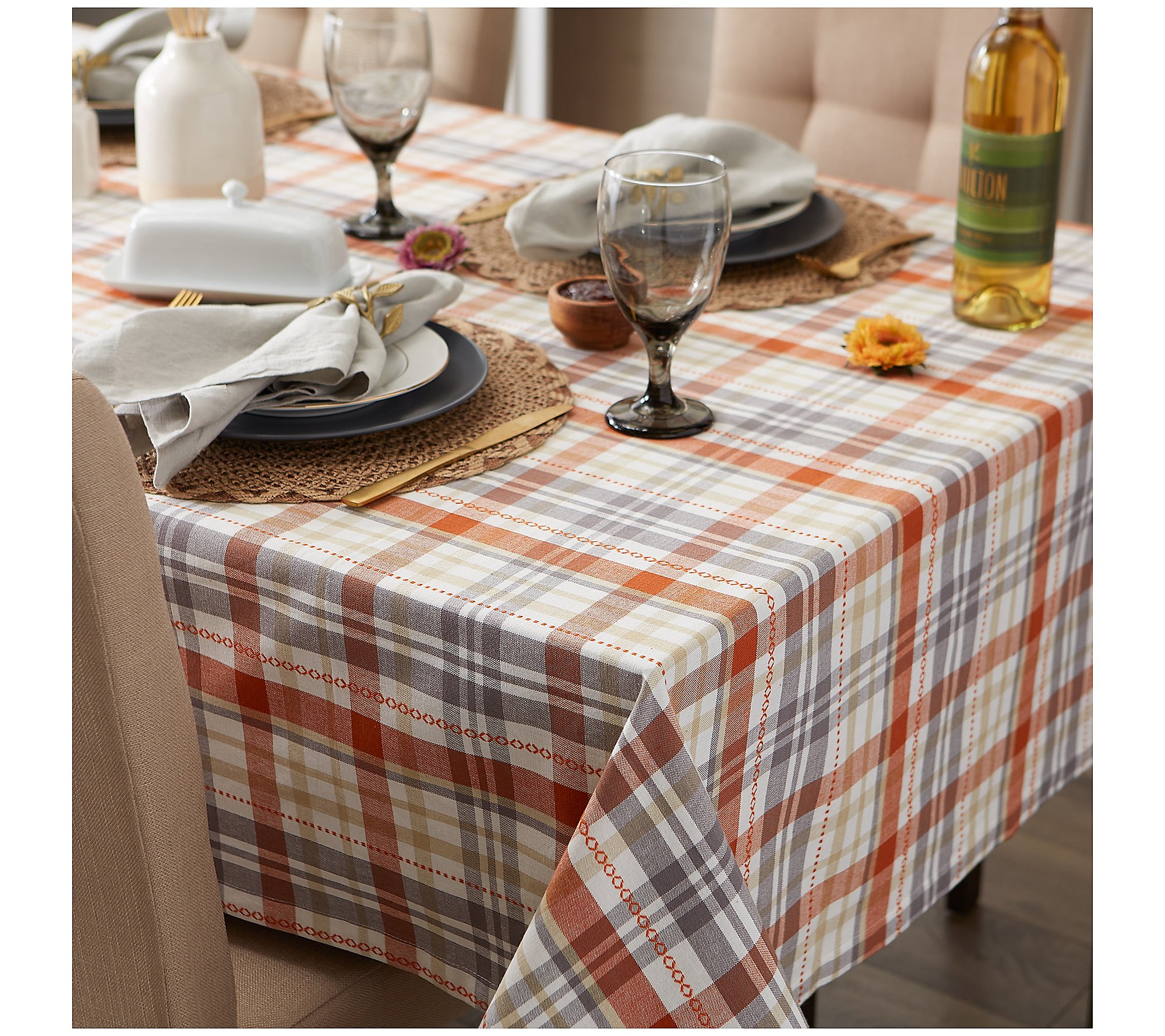 Design Imports Autumn Afternoon Plaid Tablecloth 52x52