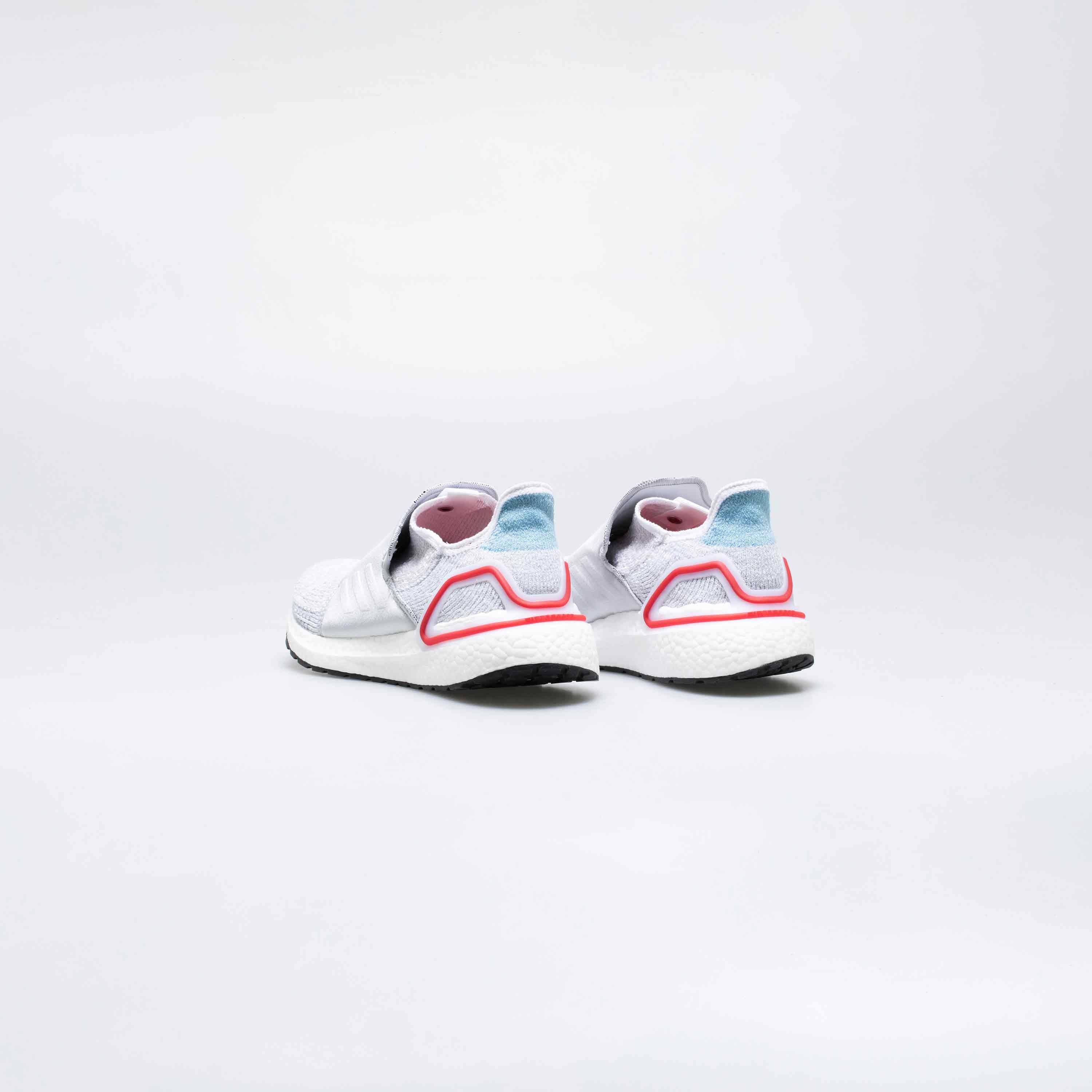 adidas Consortium Ultraboost 19 X Doe Mens Running Shoe - Silver/White- Red