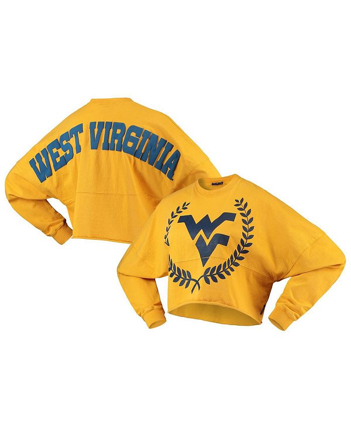Women's Gold West Virginia Mountaineers Laurels Crop Long Sleeve T-shirt