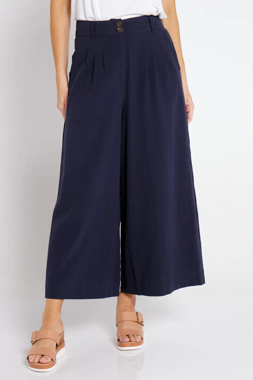 Jetta Upcycled Cotton Culottes - Navy