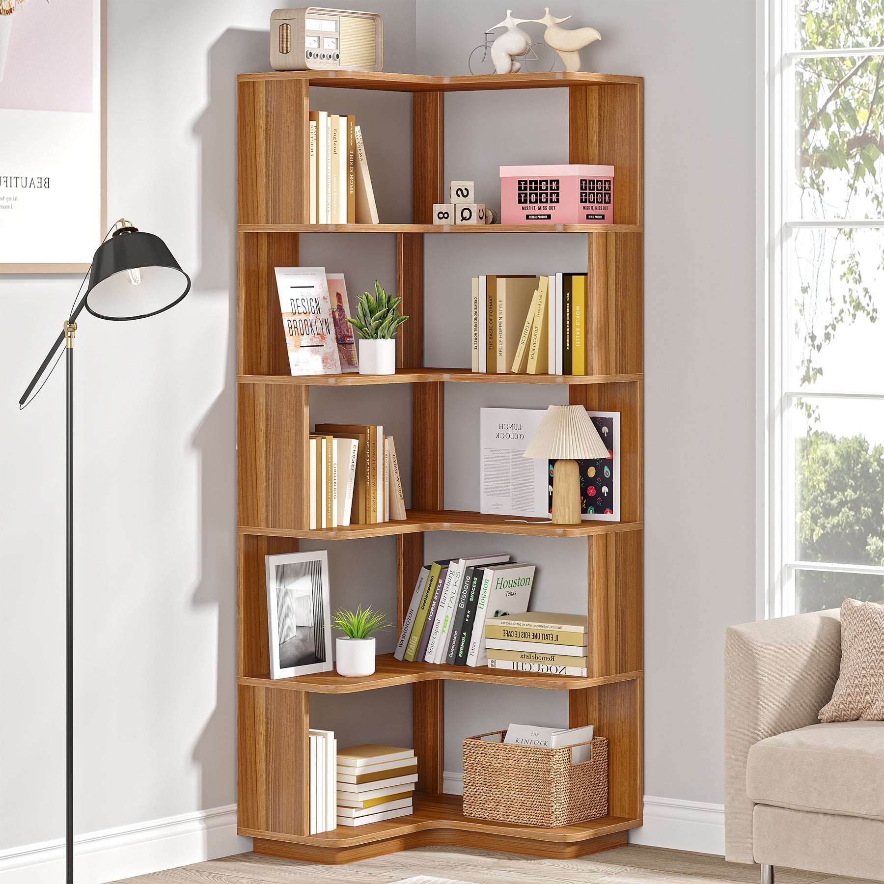 6-Tier Corner Bookshelf, 64.96