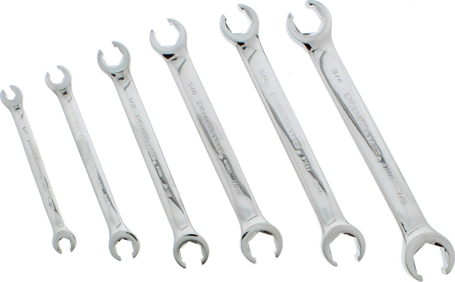 6 Piece SAE Flare Nut Wrench Set