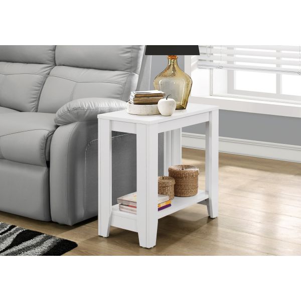 Accent Table， Side， End， Nightstand， Lamp， Living Room， Bedroom， White Laminate， Transitional