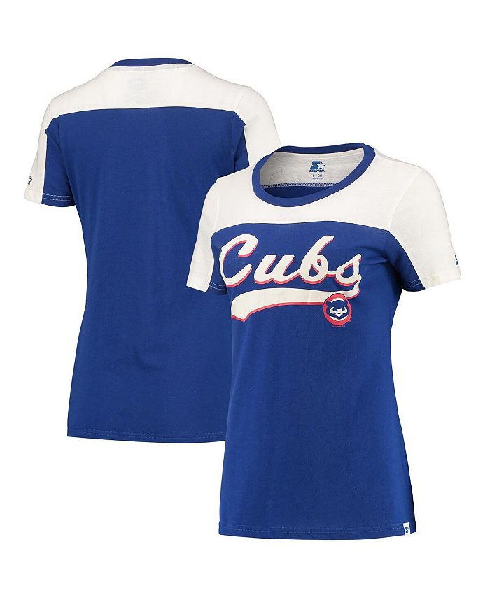 Women's Royal and White Chicago Cubs Kick Start Historic Logo T-shirt