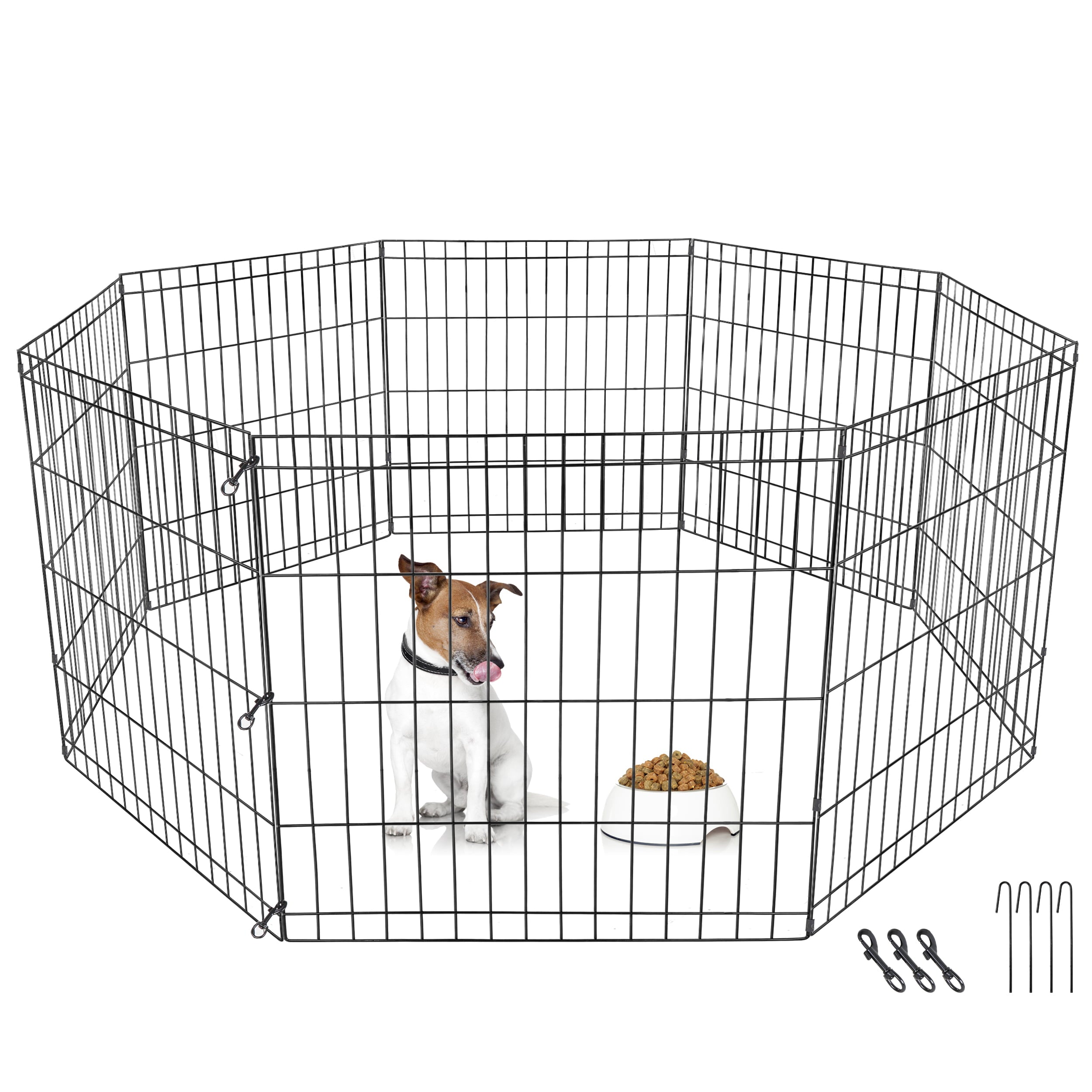ZENY 24'' Foldable Metal Exercised Dog Pet Playpen Fence Barrier - 8 Panels