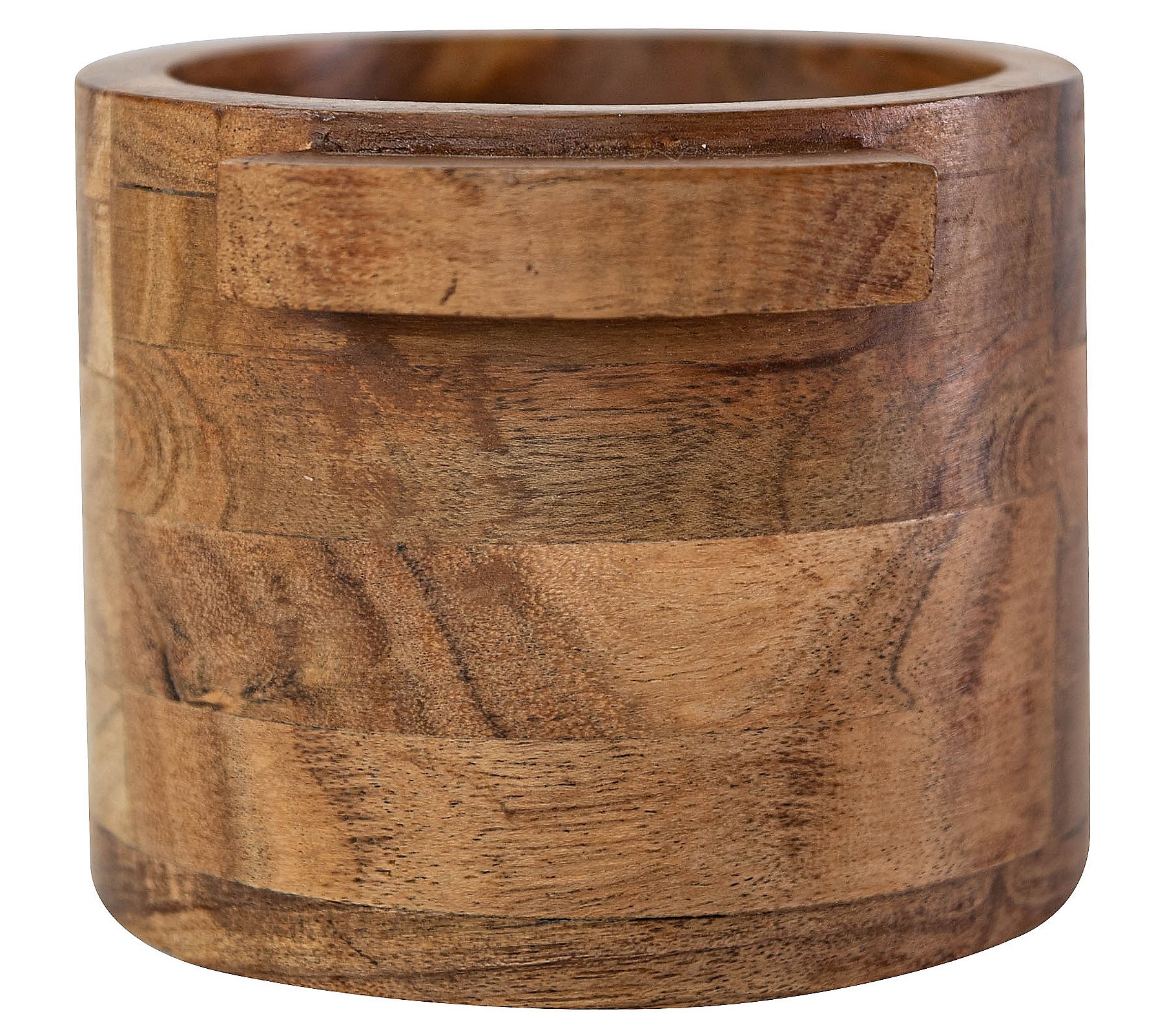 Foreside Home and Garden Handled Acacia Wood Pinc h Bowl