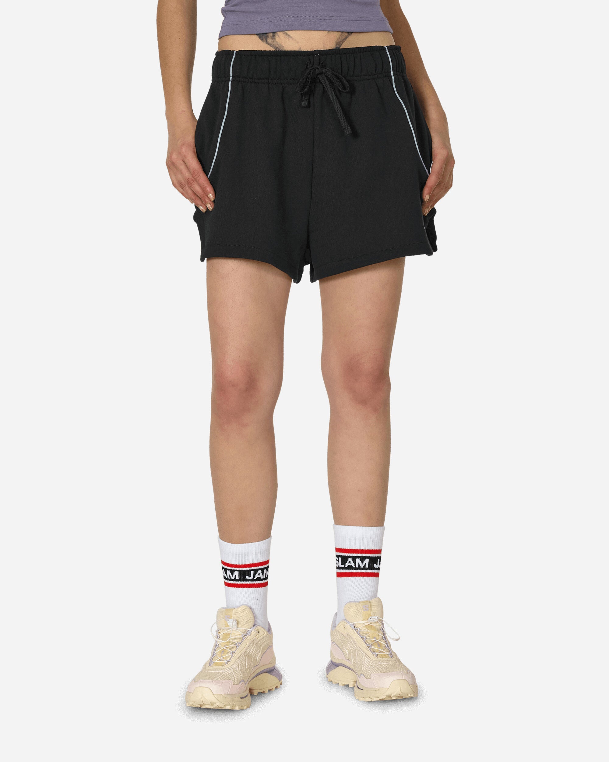 High-Waisted French Terry Shorts Black / Light Pumice