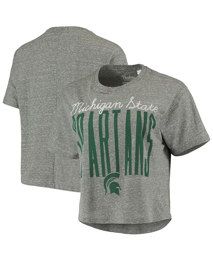 Women's Heathered Gray Michigan State Spartans Sanibel Knobi Crop T-shirt