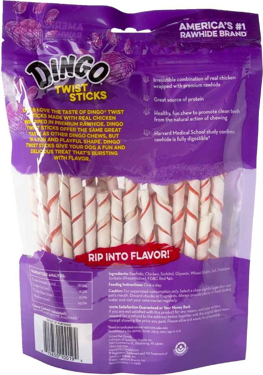 DINGO Twist Sticks Dog Treats, 50 count chewy
