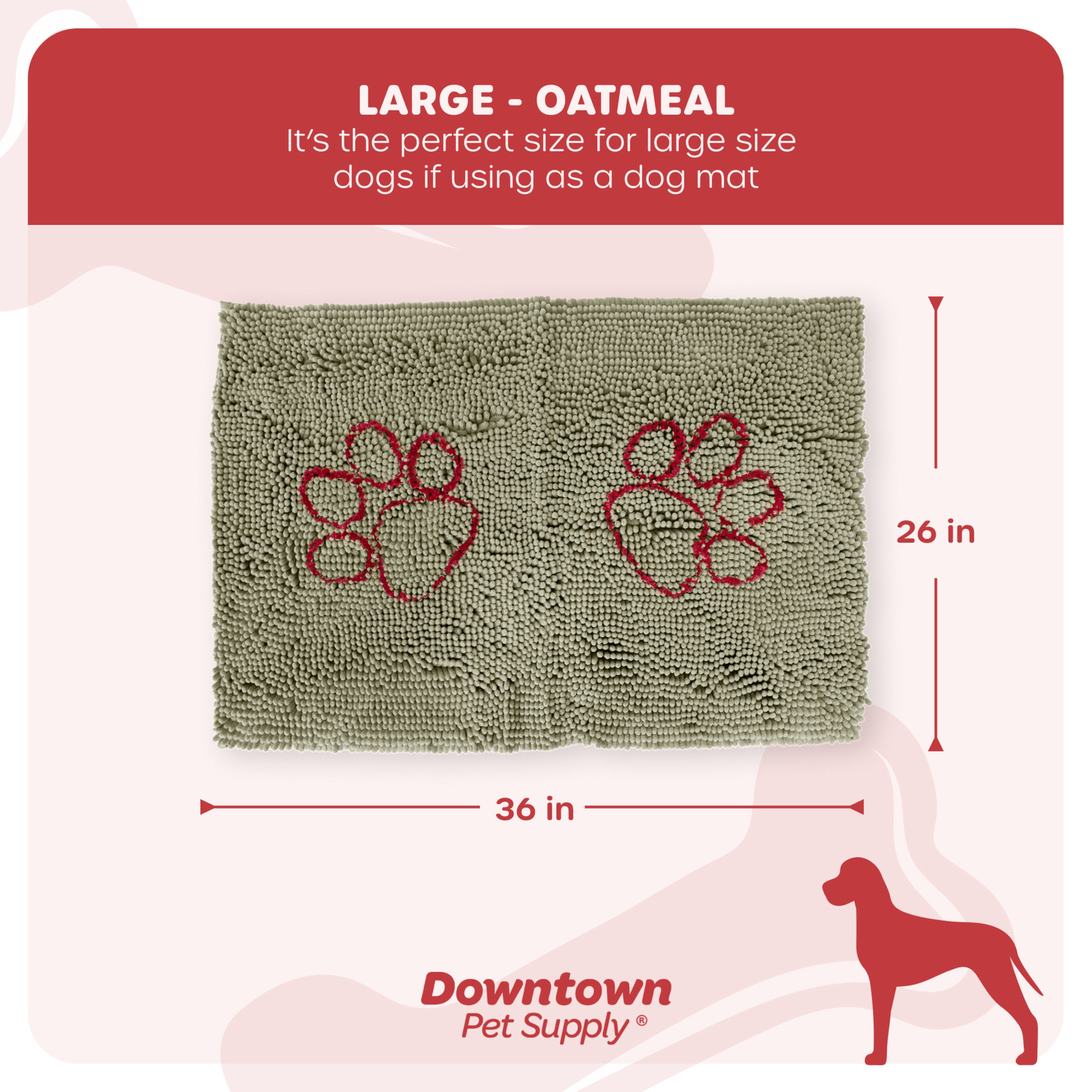 My Doggy Place Dog Mat for Muddy Paws， Washable Dog Door Mat， Oatmeal， L