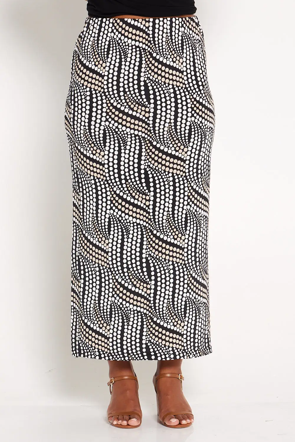 Amanda Maxi Skirt - White/Beige Spot