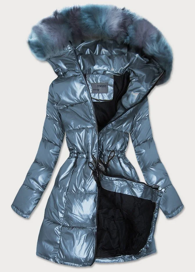 Shiny jacket with a hood