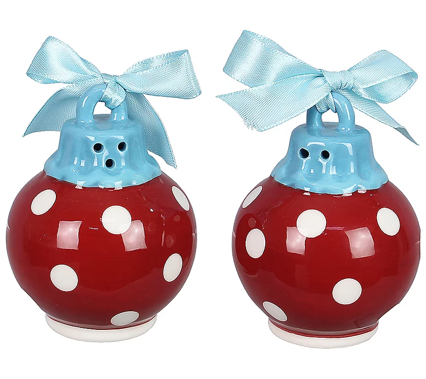 Young's Ceramic Christmas Ornament Ball Salt andepper Shakers