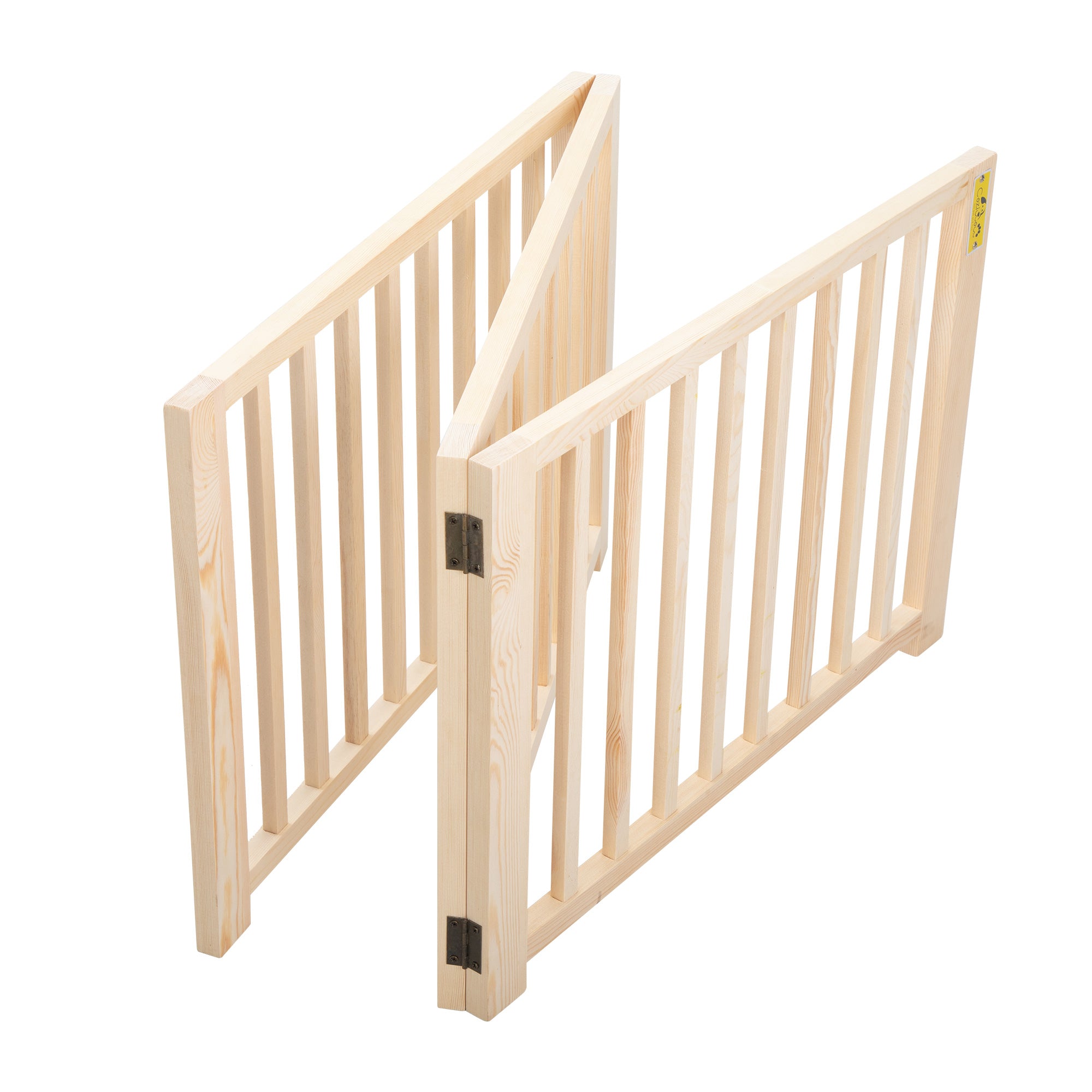 Coziwow 3 Panel Freestanding Dog Gate Wooden Foldable Pet Fence， 17.5