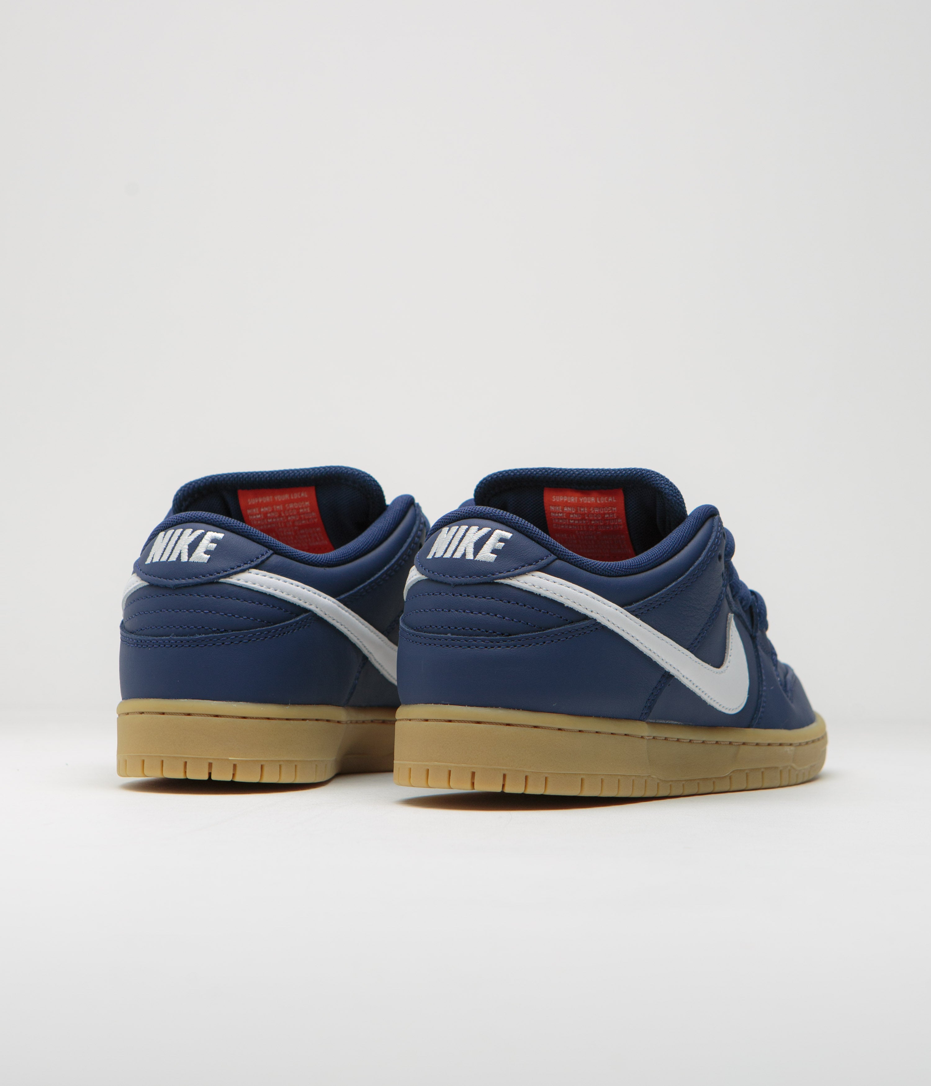 Nike SB Orange Label Dunk Low Pro Shoes - Navy / White - Navy - Gum Light Brown