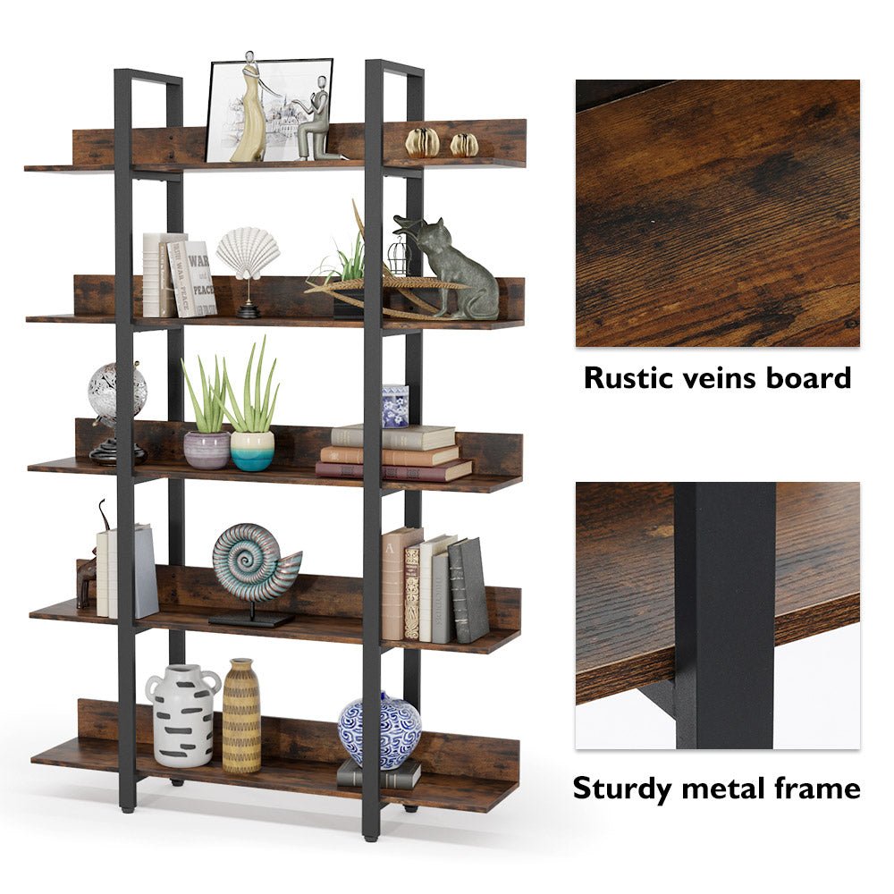 5-Shelf Bookshelf, Freestanding Etagere Bookcase Display Shelf