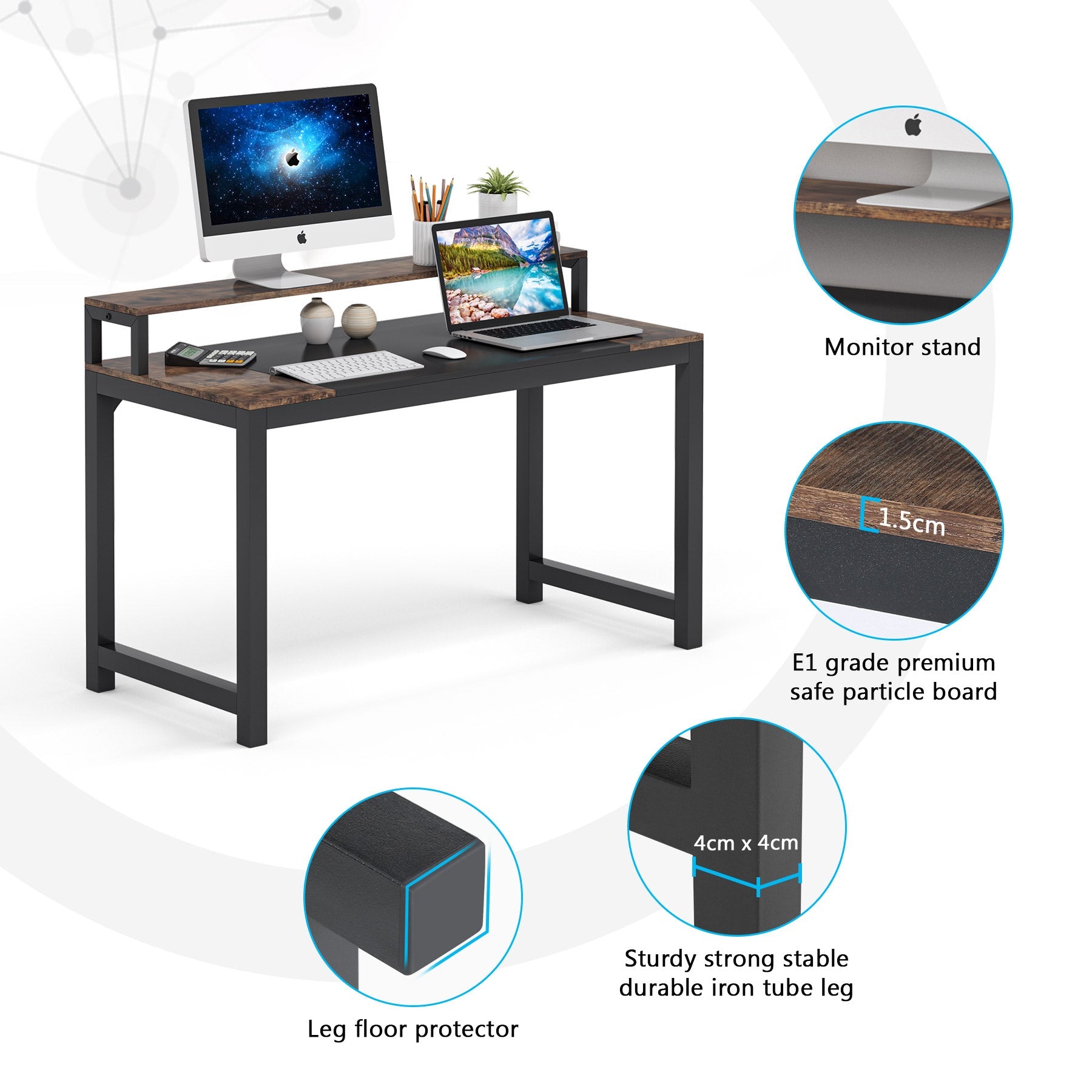 Multipurpose Computer Desk Home Office Desk with Monitor Stand