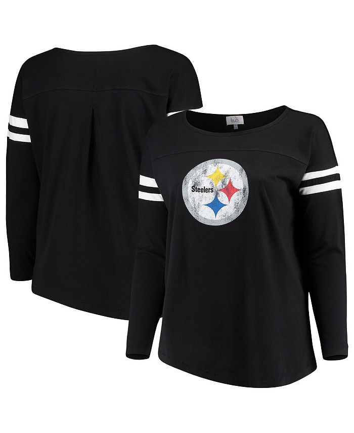 Women's Black Pittsburgh Steelers Plus Size Free Agent Long Sleeve T-shirt