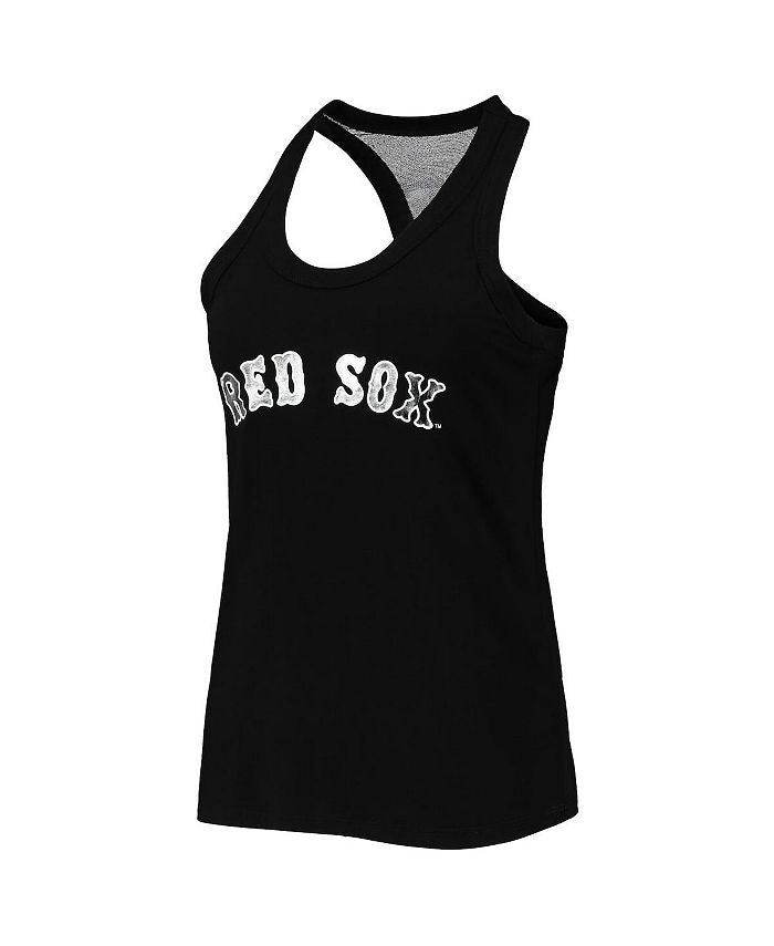 Women's Black Boston Red Sox Tonal Athleisure Racerback Tank Top