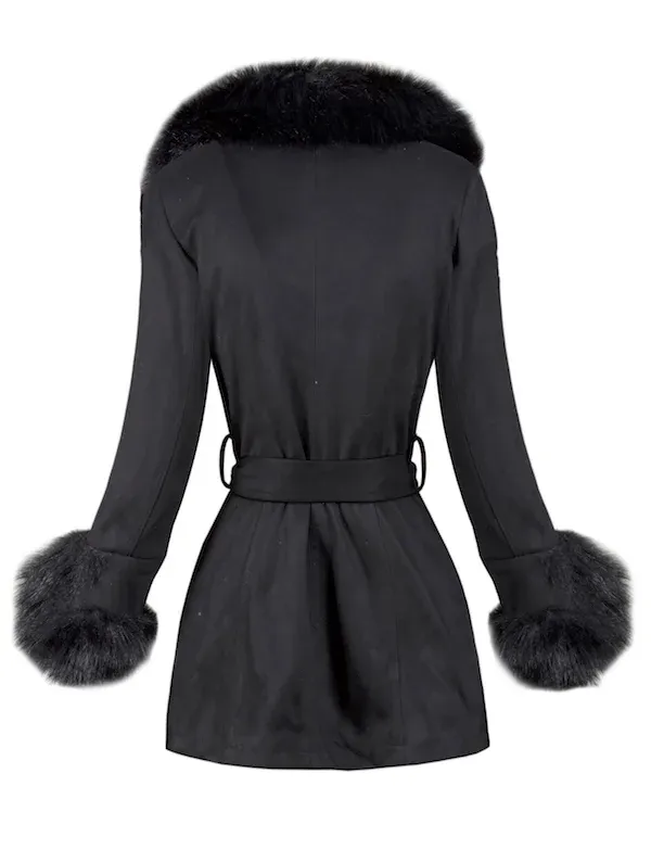 ELEGANT COAT NETASHA black with faux fur