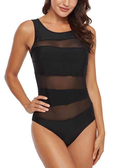 Solid Backless One Piece Swimsuit