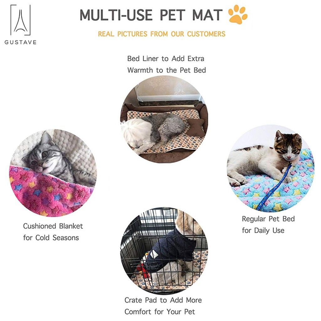 GustaveDesign Large Dog Pet Sleep Mat Soft Warm Reversible Fleece Crate Bed Mat Kennel Pad Cage Cushion for Large Small Medium Dog Cat 