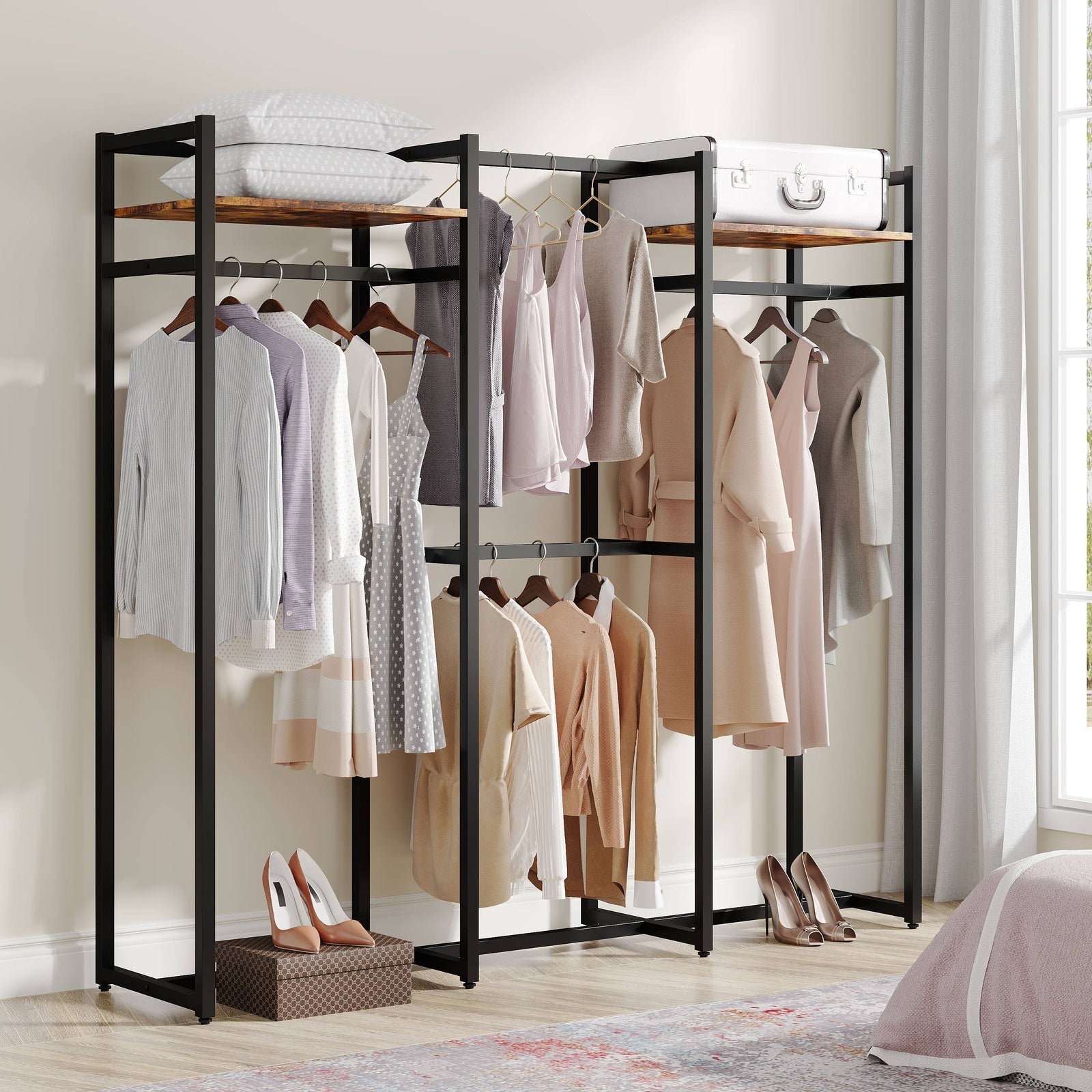 Freestanding Closet Organizer, Large Garment Clothes Rack