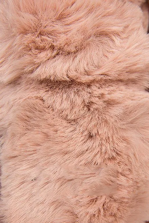 Pink parka with fur trim