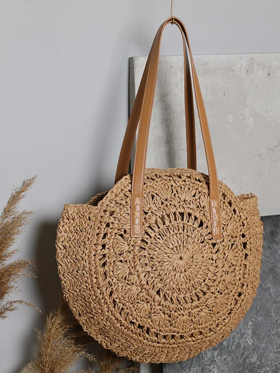Women's Large Capacity Beach Resort Straw Bag