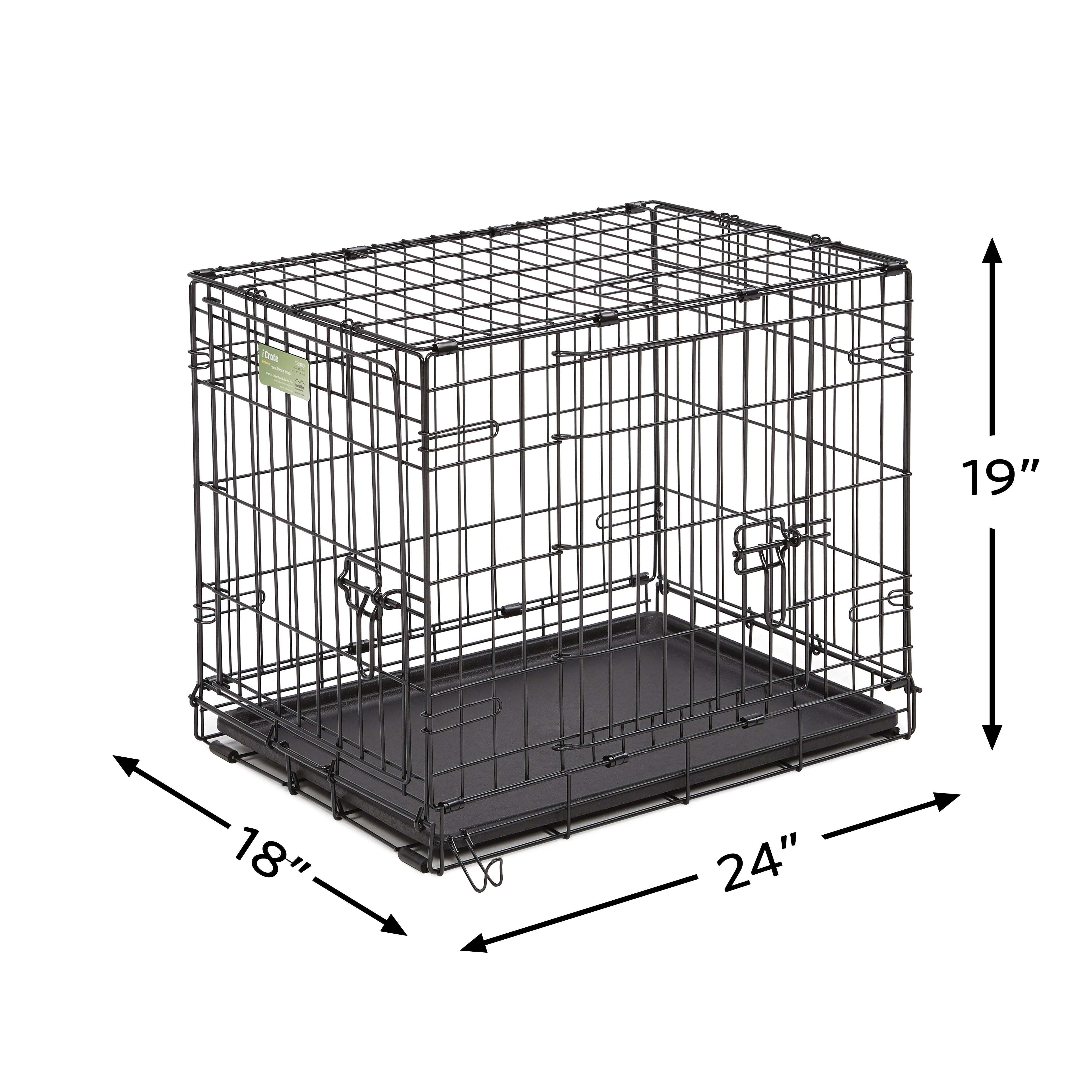 generic Dog Crate Starter Kit | 1 Double-Door iCrate， 1 Pet Bed， 1Crate Cover and 2 Pet Bowls， Small 24
