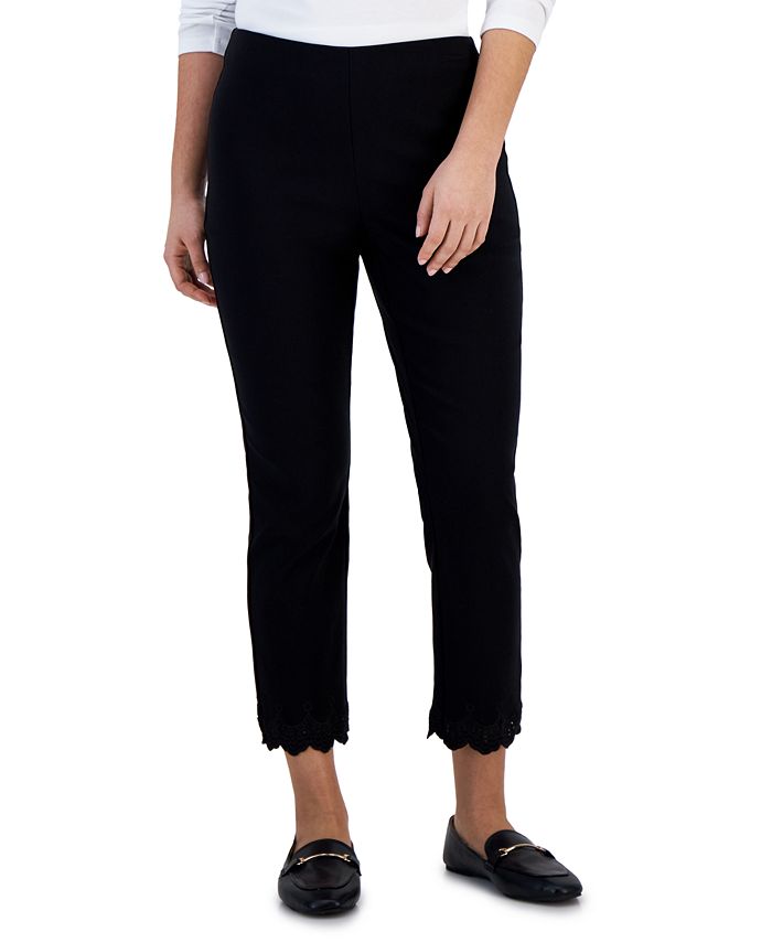 Petite Scallop Trim Cropped Pants， Created for Macy's