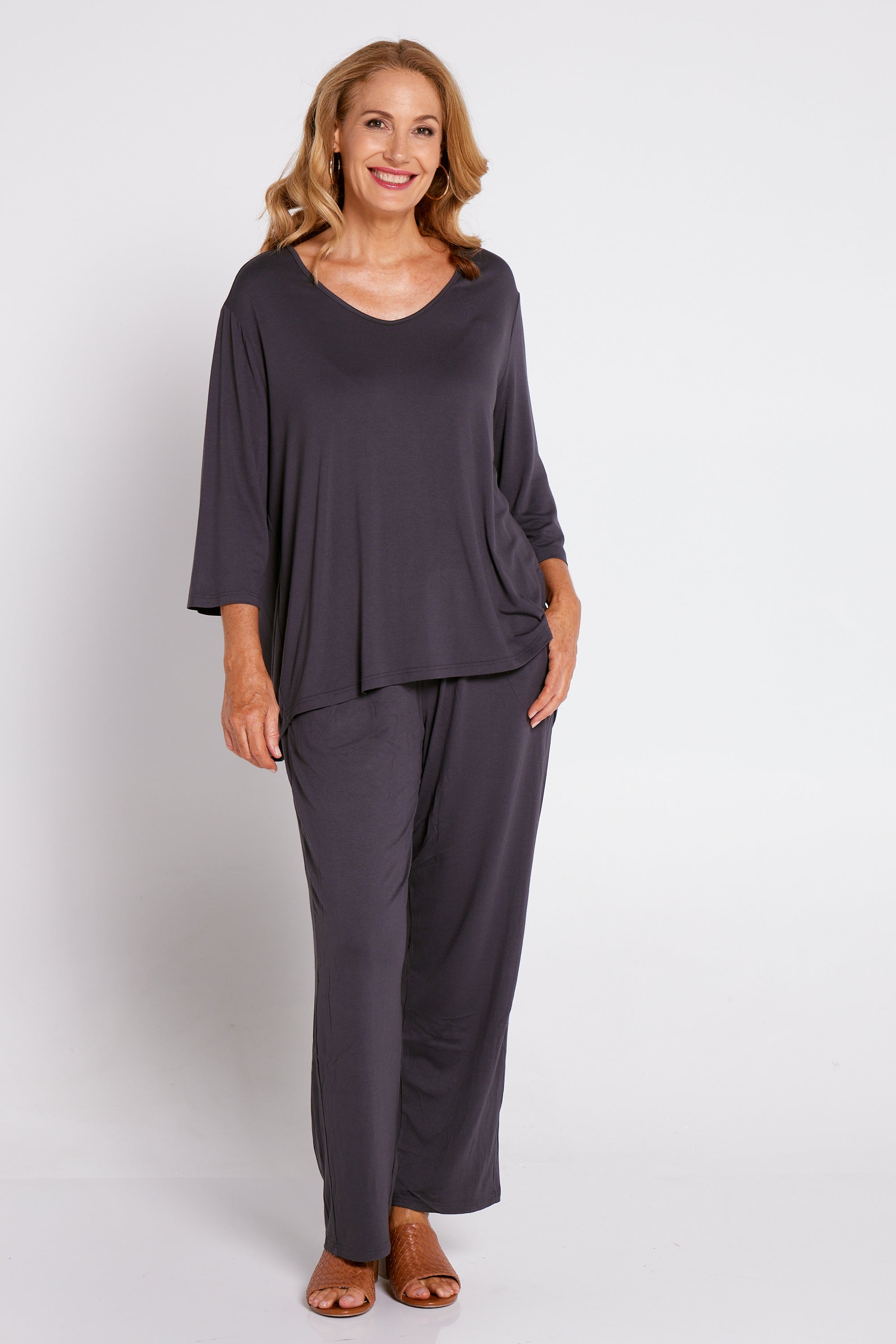 Christa Jersey Top - Charcoal