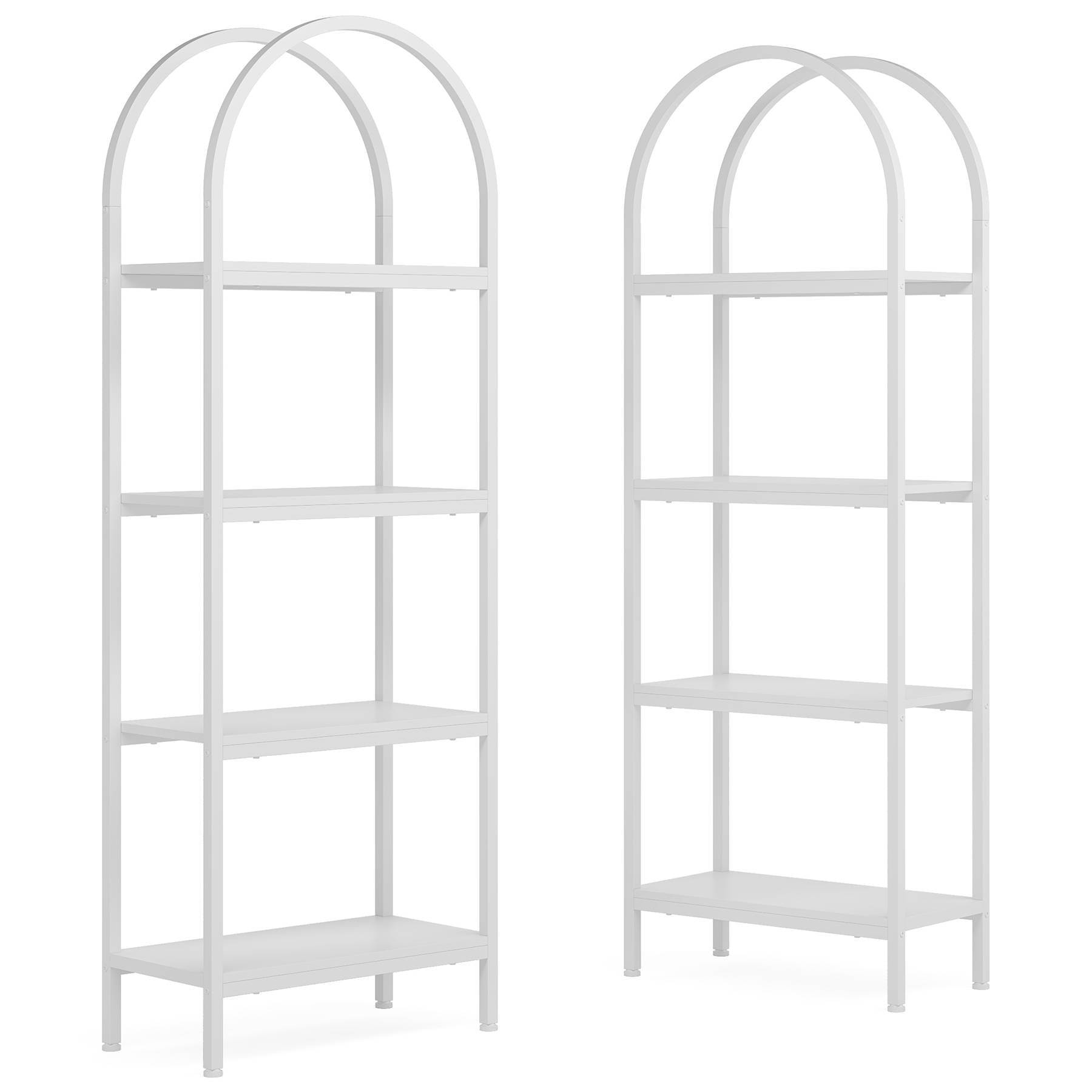 4-Tier / 5-Tier Bookshelf, Arched Bookcase Display Rack with Storage Shelves