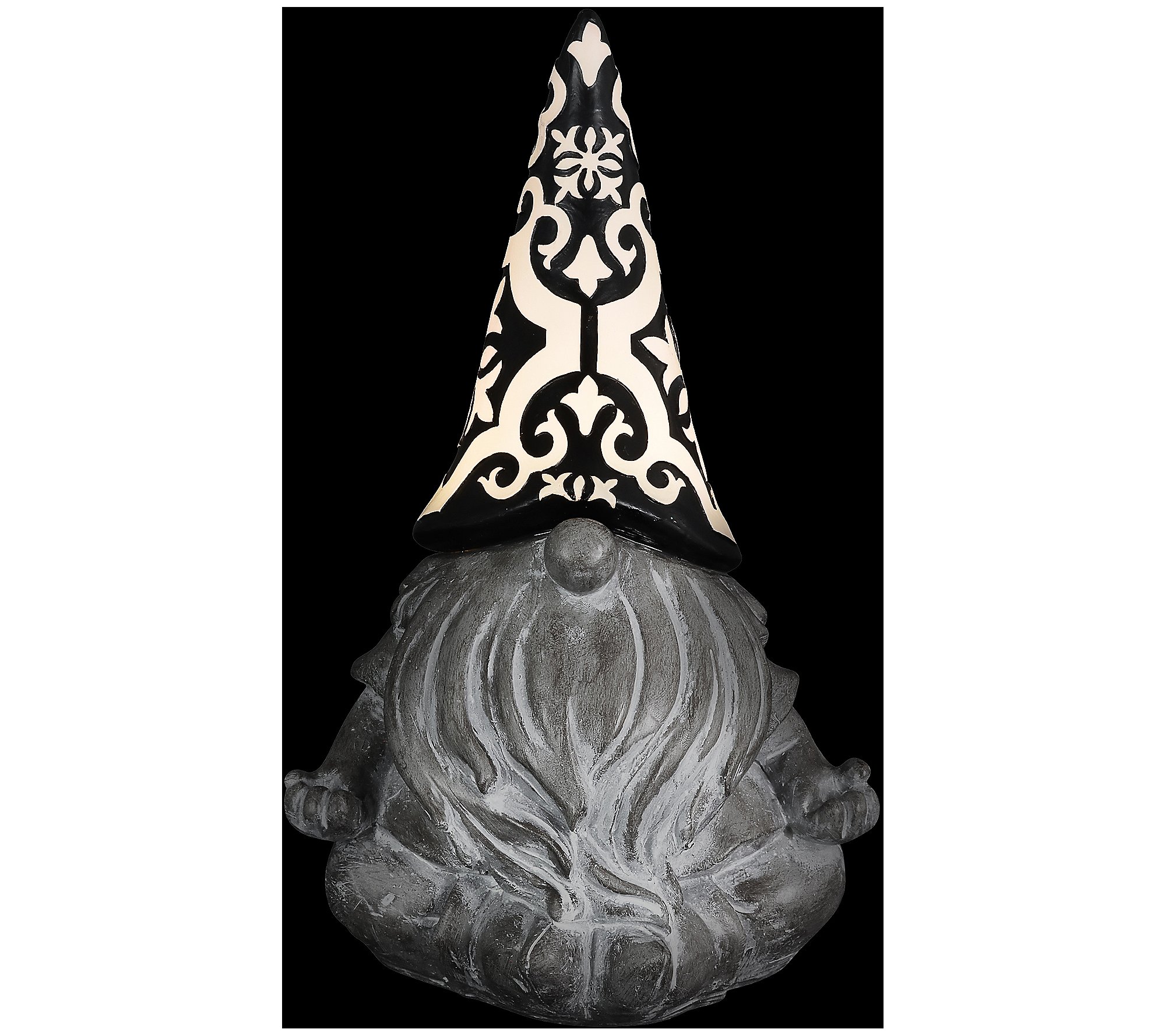 Exhart Solar Black and White Hat Gnome