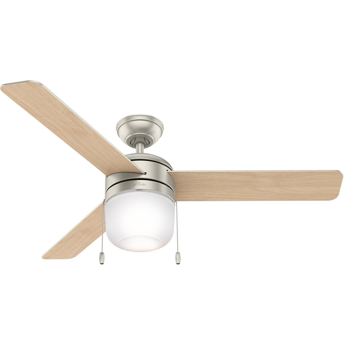 Hunter 52 Acumen Matte Nickel Ceiling Fan with Light Kit and Pull Chain