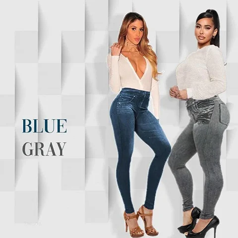 Perfect Stretch Skinny Fit Pull-On Push-Up Plus-Size Denim Jeans Leggings