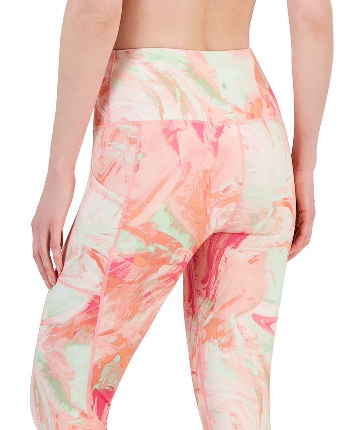 Women's Compression Printed Side-Pocket 7/8 Leggings， Created for Macy's