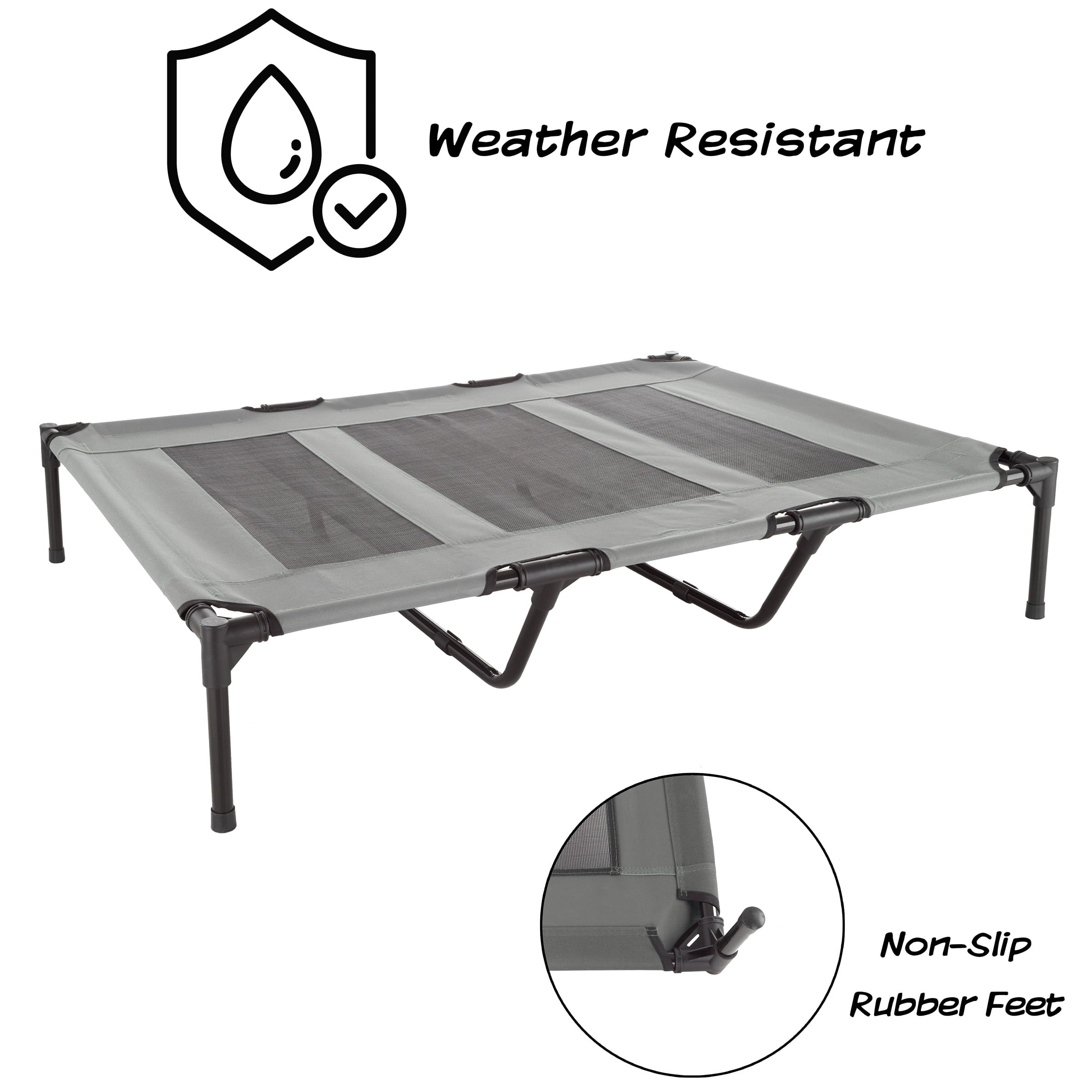 Elevated Dog Bed - 48x35.5-Inch Portable Pet Bed with Non-Slip Feet - Indoor/Outdoor Dog Cot or Puppy Bed for Pets up to 110lbs by PETMAKER (Gray)