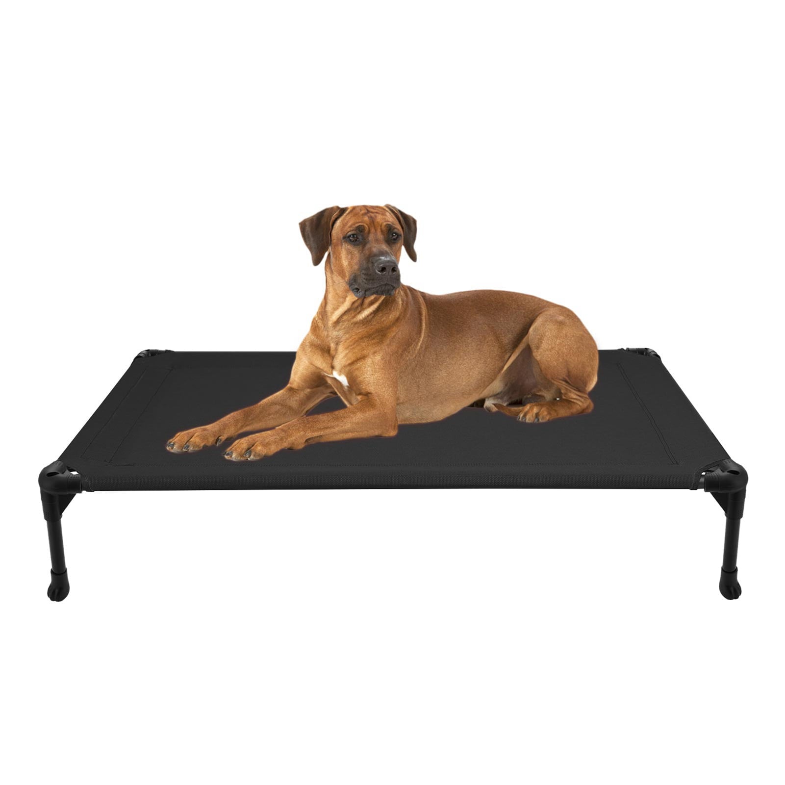 Veehoo Cooling Elevated Dog Bed， Portable Raised Pet Cot with Washable Mesh， Large， Black