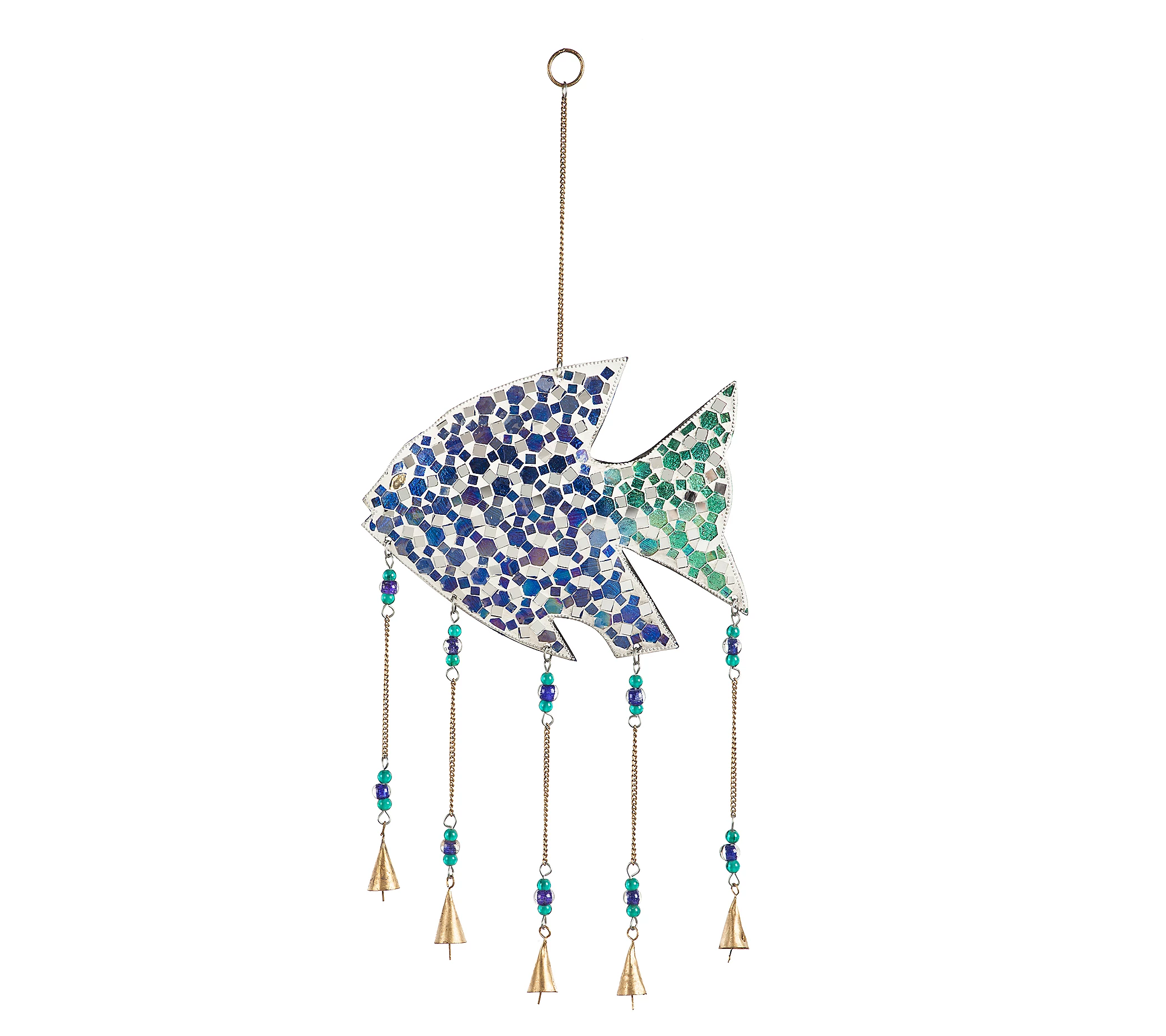 Barbara King Set of 2 Coastal Mosaic Garden Windchimes w Bell