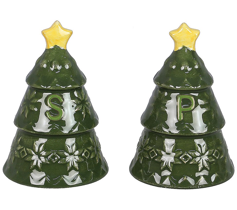 Young's Ceramic Woodland Lodge Tree Shaped Saltand Pepper Set
