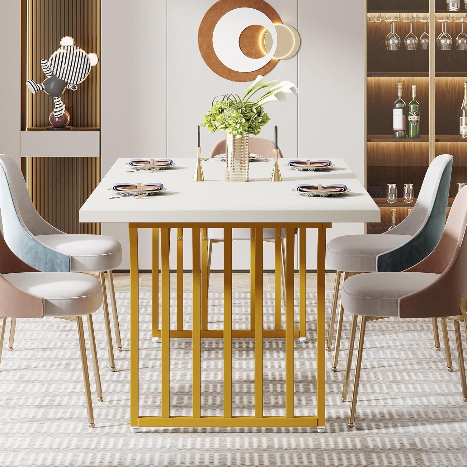 Modern Dining Table for 4-6 People, 63